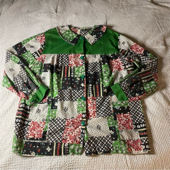 Tops - Vintage patchwork print house shirt - M/L